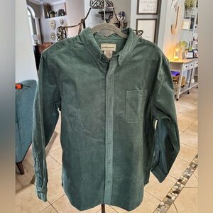 SCANDIA WOODS Shirt Mens Large Corduroy Button Down Long Sleeve Cotton Green